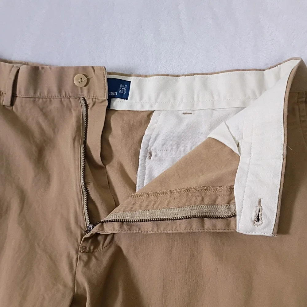 Polo Ralph Lauren Mens Chino Pants 35x32 Tan Khaki Straight Leg 100% Cotton